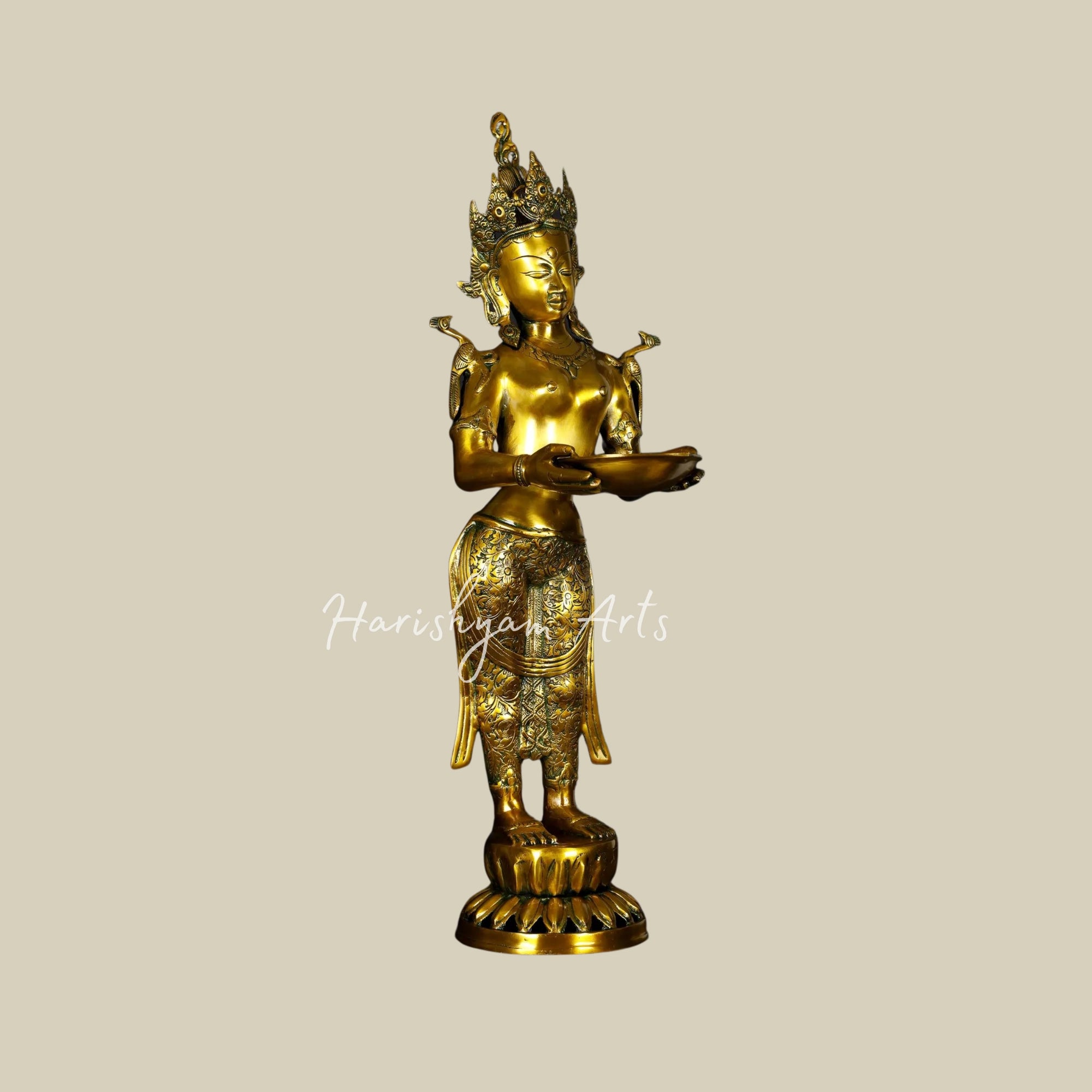 30" Handmade Brass Tara Statue with Lamp4