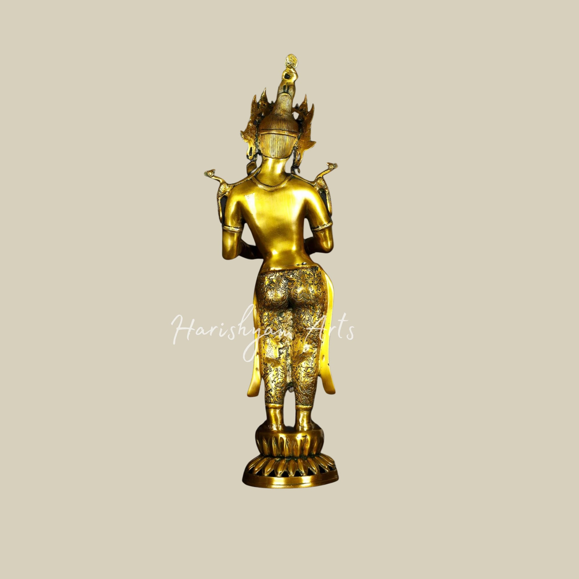 30" Handmade Brass Tara Statue with Lamp5