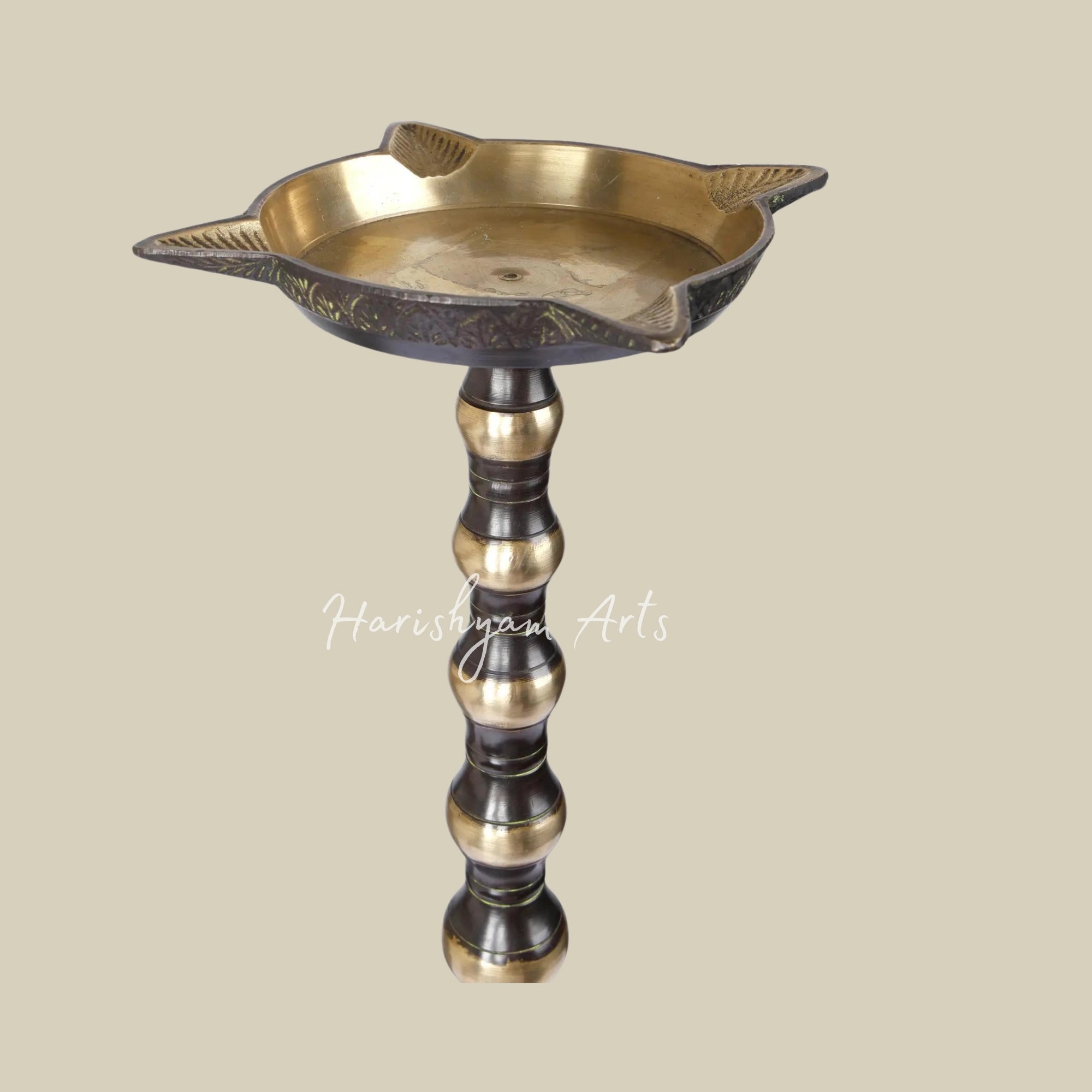 30" Large Four-Wick Brass Oil Lamp with Stand3