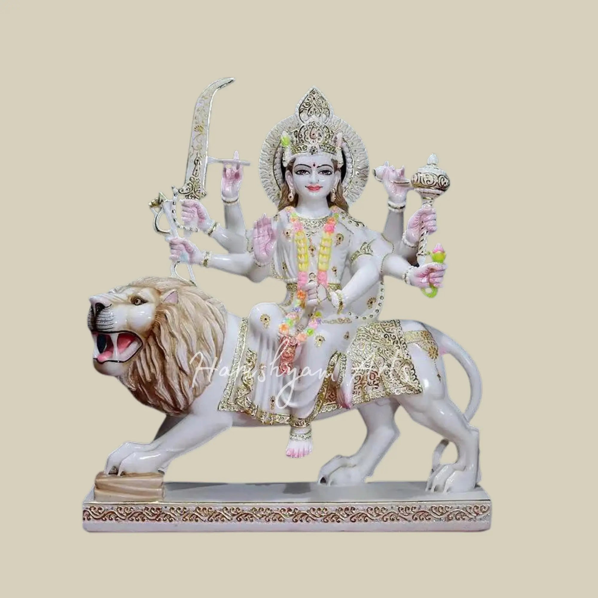 30" Large Beautiful Durga Maa Makrana Marble Moorti