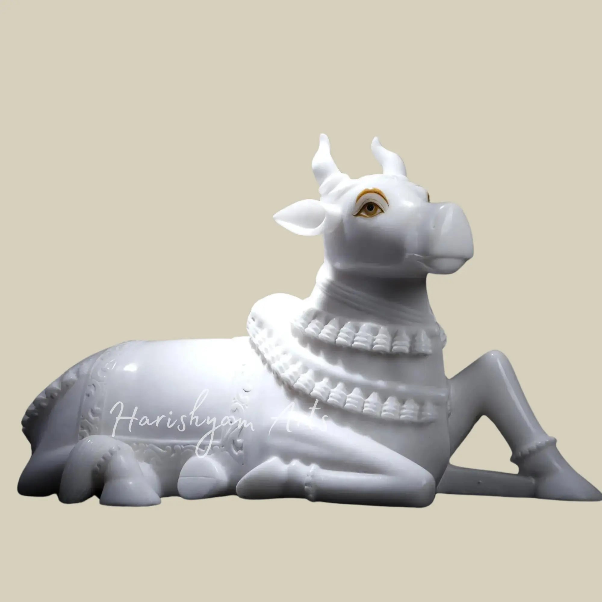 30 inches Large White Makrana Marble Nandi Statue2