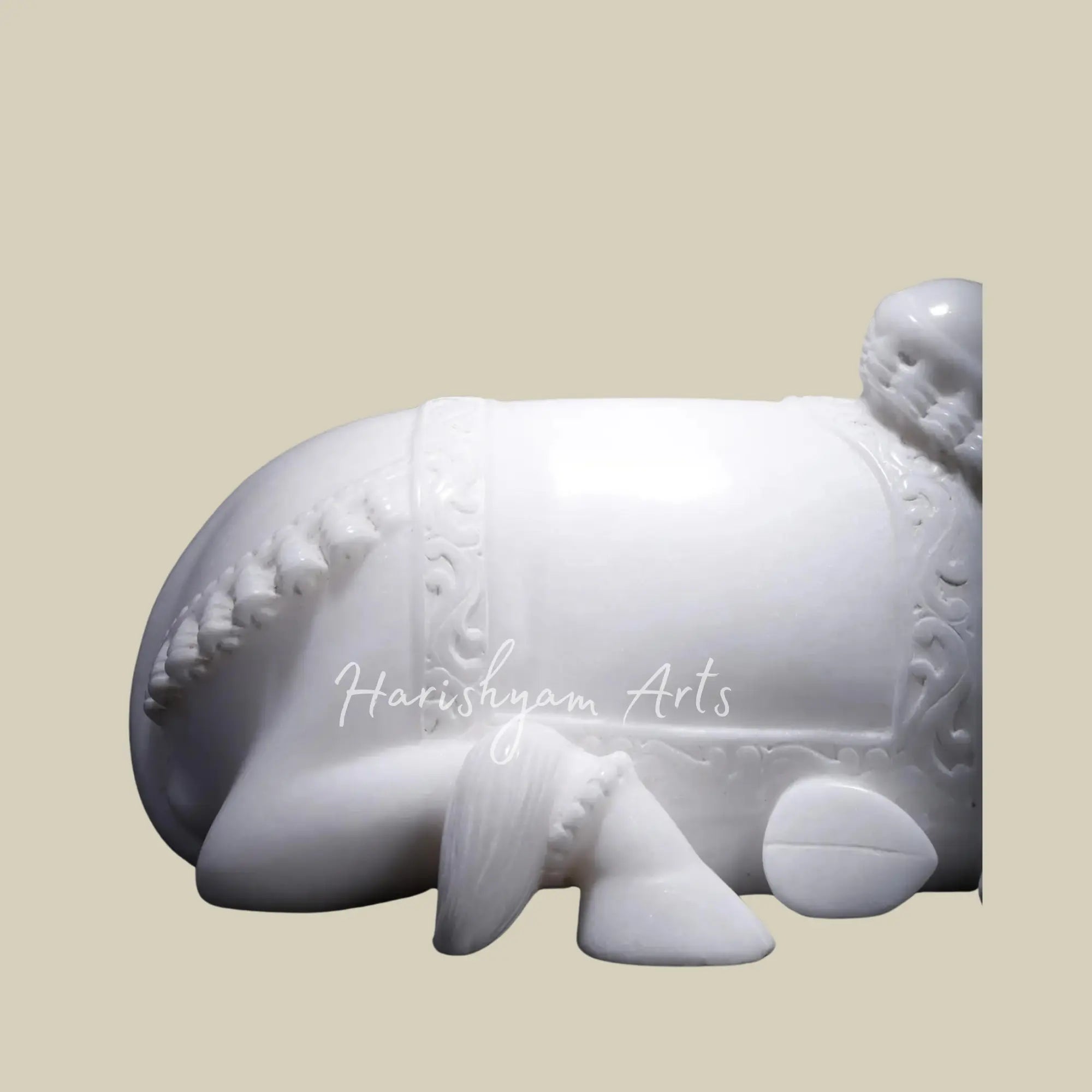 30 inches Large White Makrana Marble Nandi Statue3