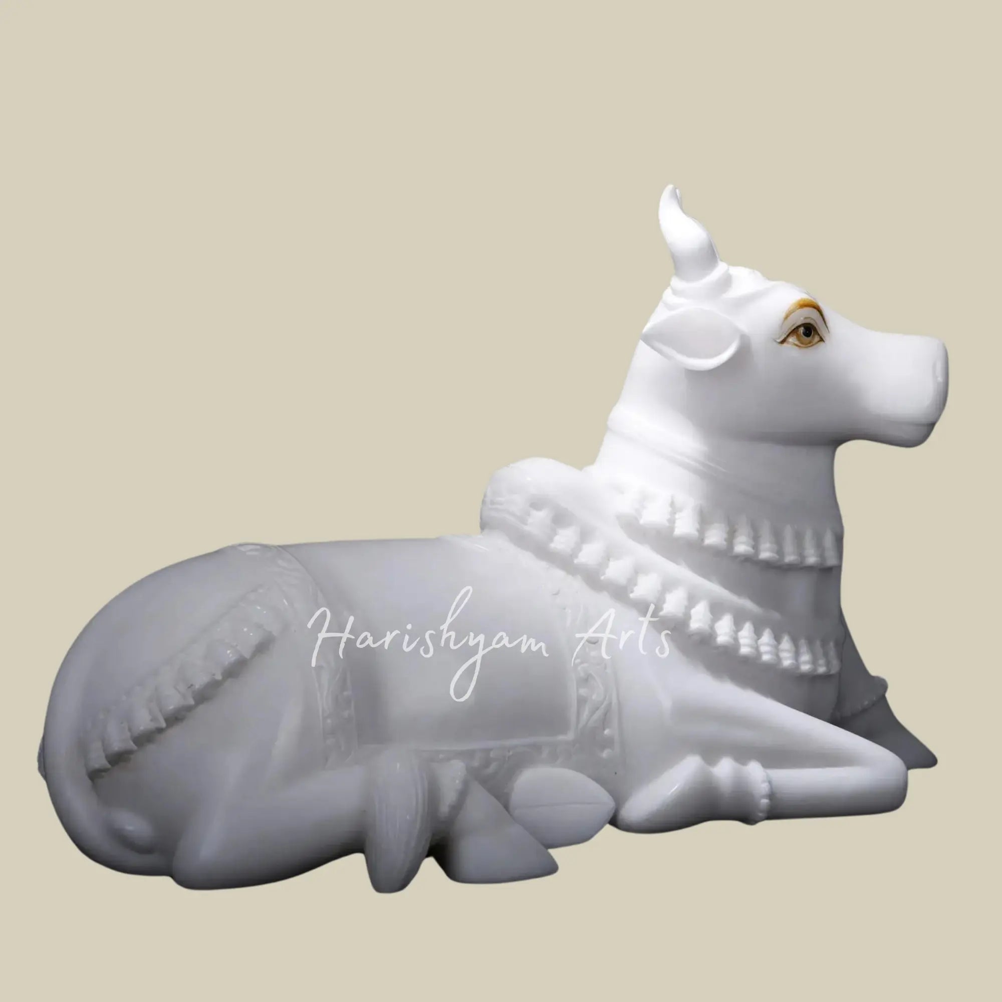 30 inches Large White Makrana Marble Nandi Statue6