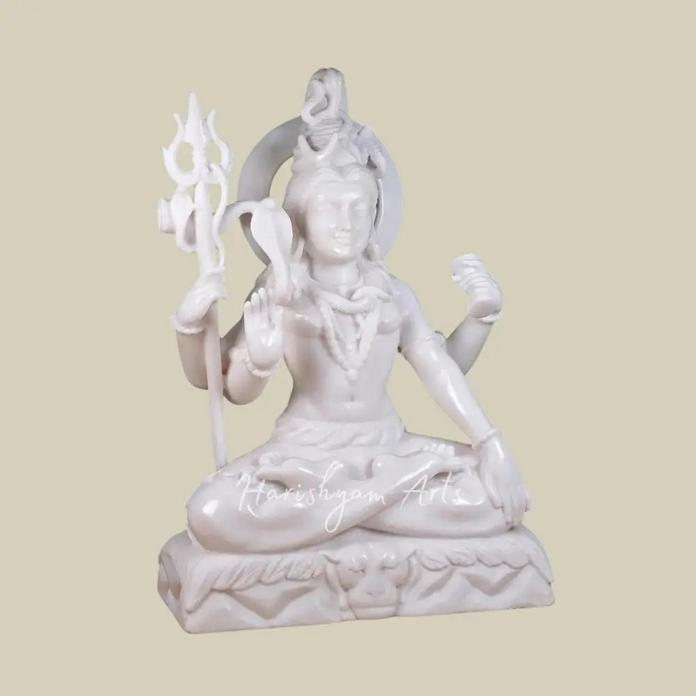 30" Pure White Shiva Marble Statue