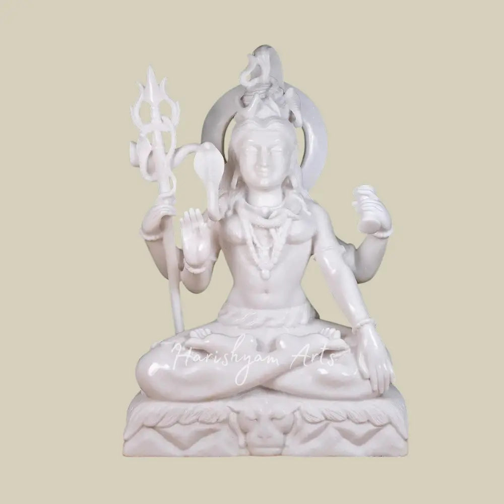 30" Pure White Shiva Marble Statue