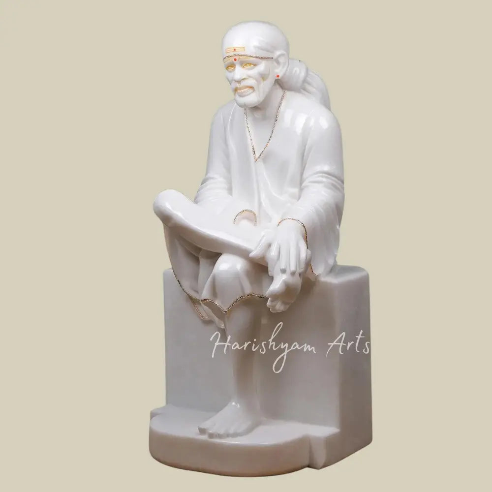 30" Shirdi Sai Baba in White Marble