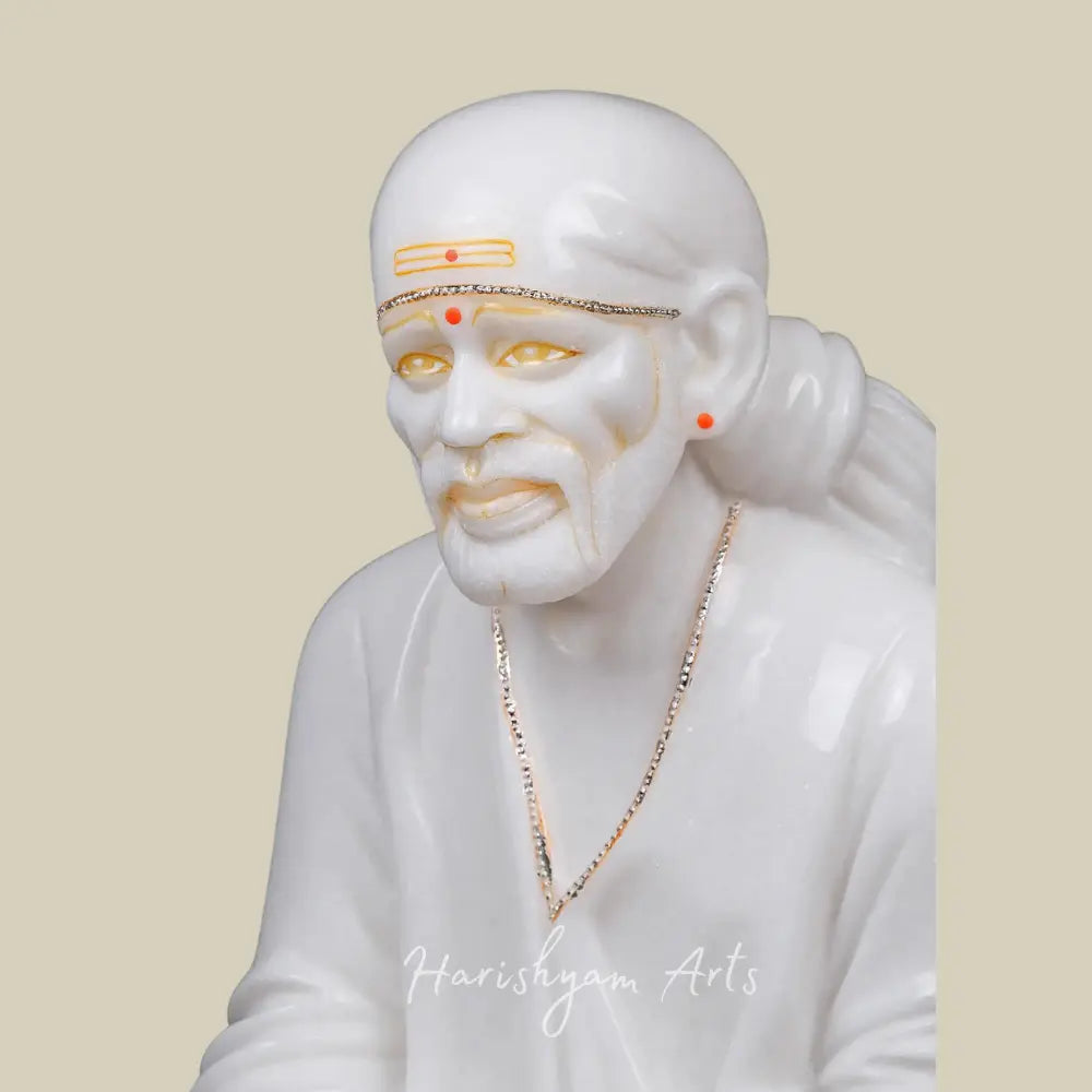 30" Shirdi Sai Baba in White Marble