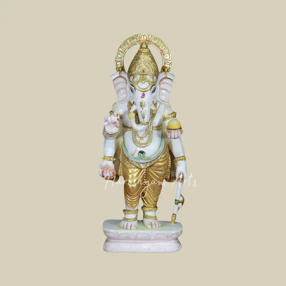 30" Standing Lord Ganesha Statue in Vietnam Marble