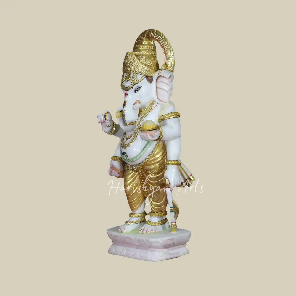 30" Standing Lord Ganesha Statue in Vietnam Marble