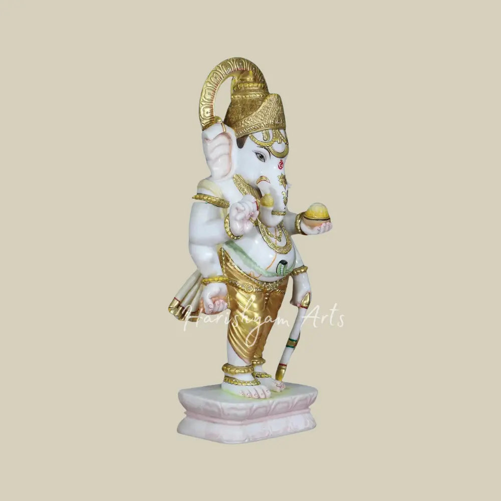 30" Standing Lord Ganesha Statue in Vietnam Marble