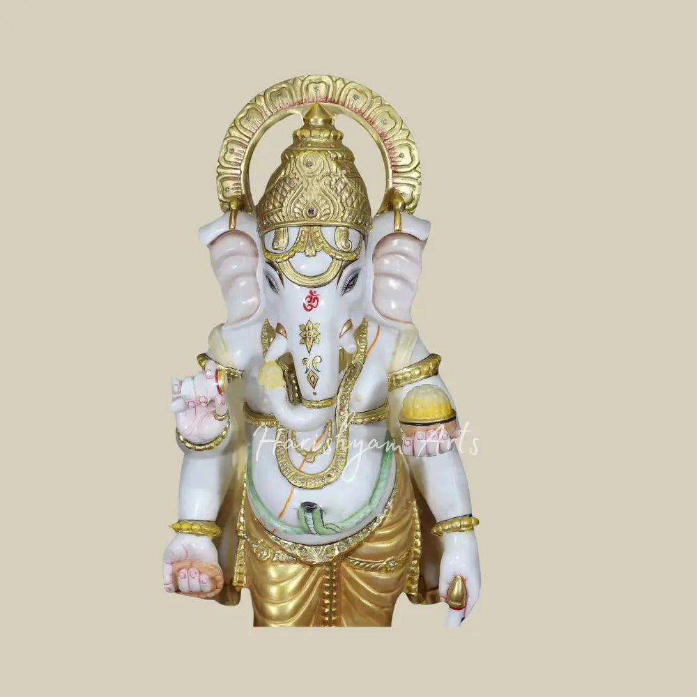 30" Standing Lord Ganesha Statue in Vietnam Marble