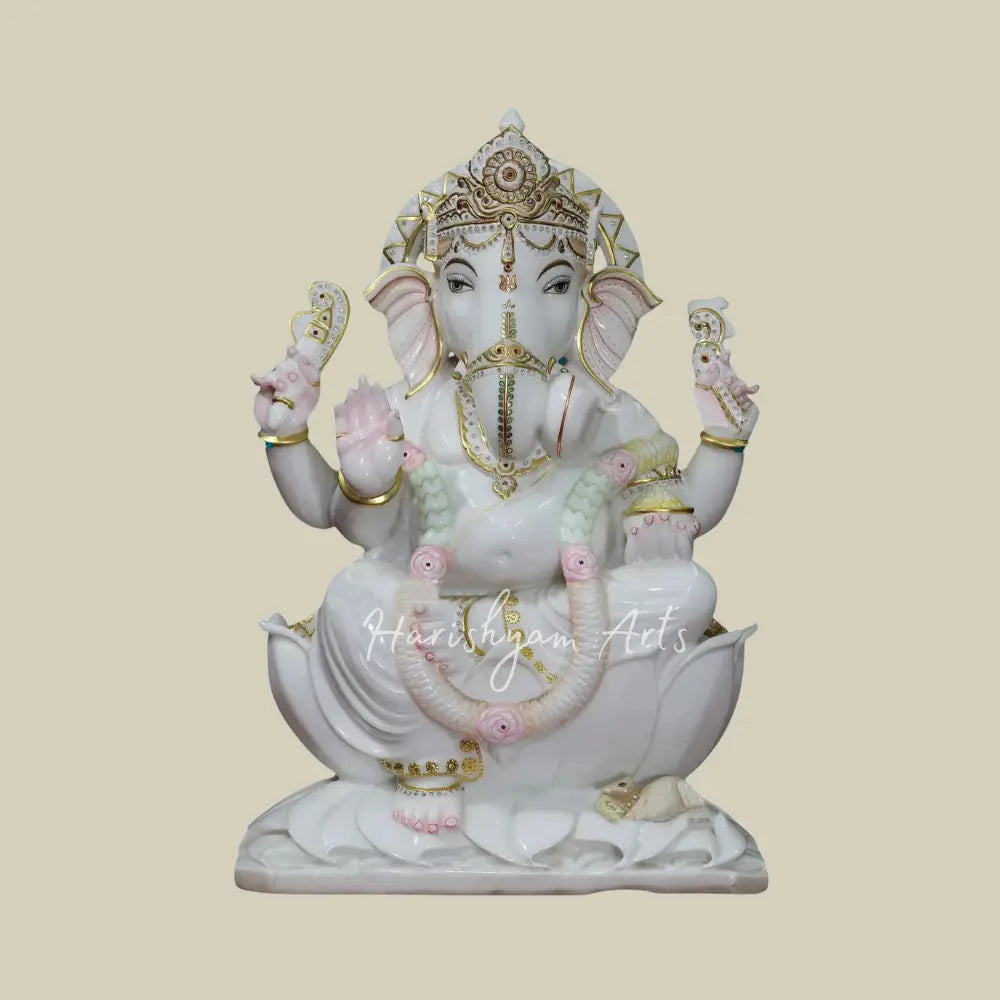 30" Vietnam Marble lord Ganesha Idol