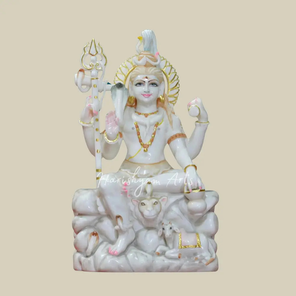 30" White Makrana Marble Shiv Ji Moorti