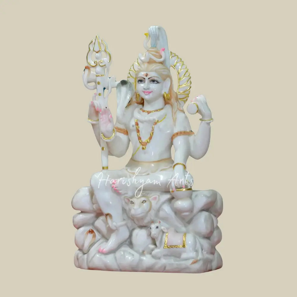 30" White Makrana Marble Shiv Ji Moorti