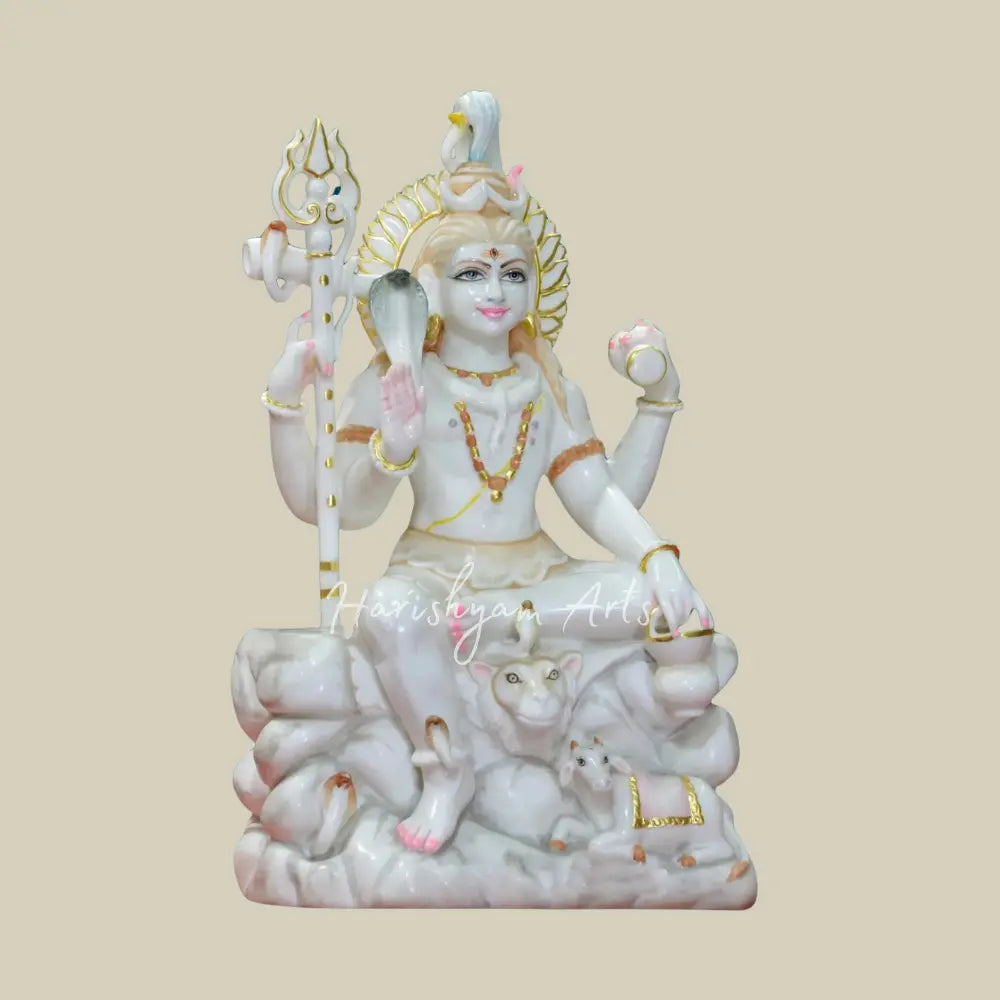 30" White Makrana Marble Shiv Ji Moorti