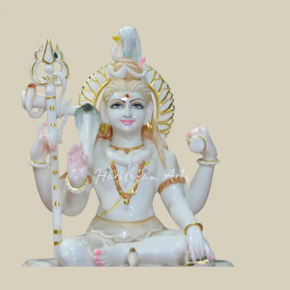 30" White Makrana Marble Shiv Ji Moorti