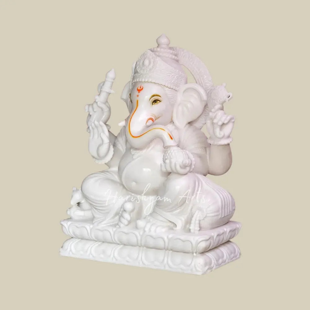 30" White Marble Ganesha Idol Online