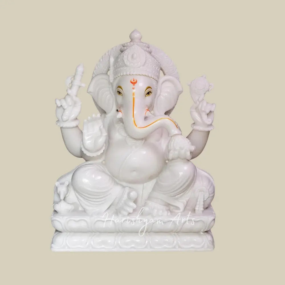 30" White Marble Ganesha Idol Online