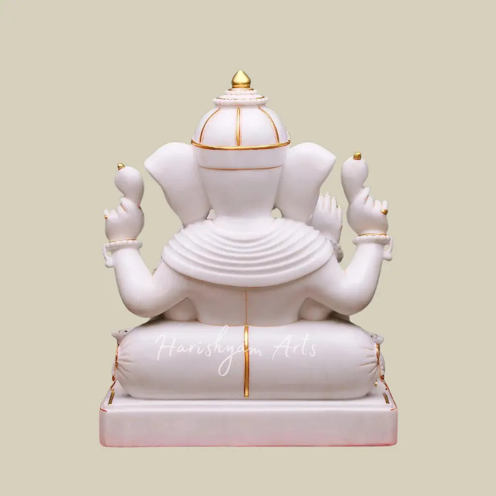 30" White Marble Ganesha Statue