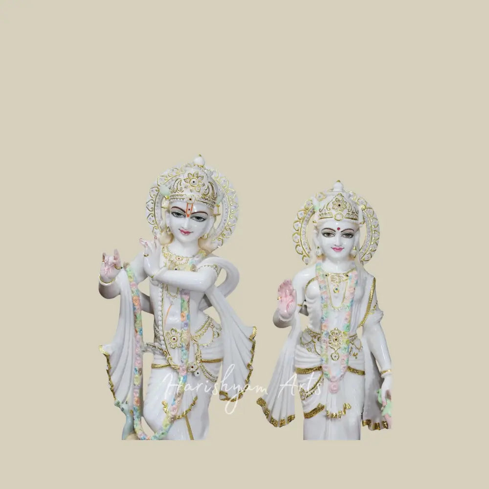 30" White marble radha krishna statue