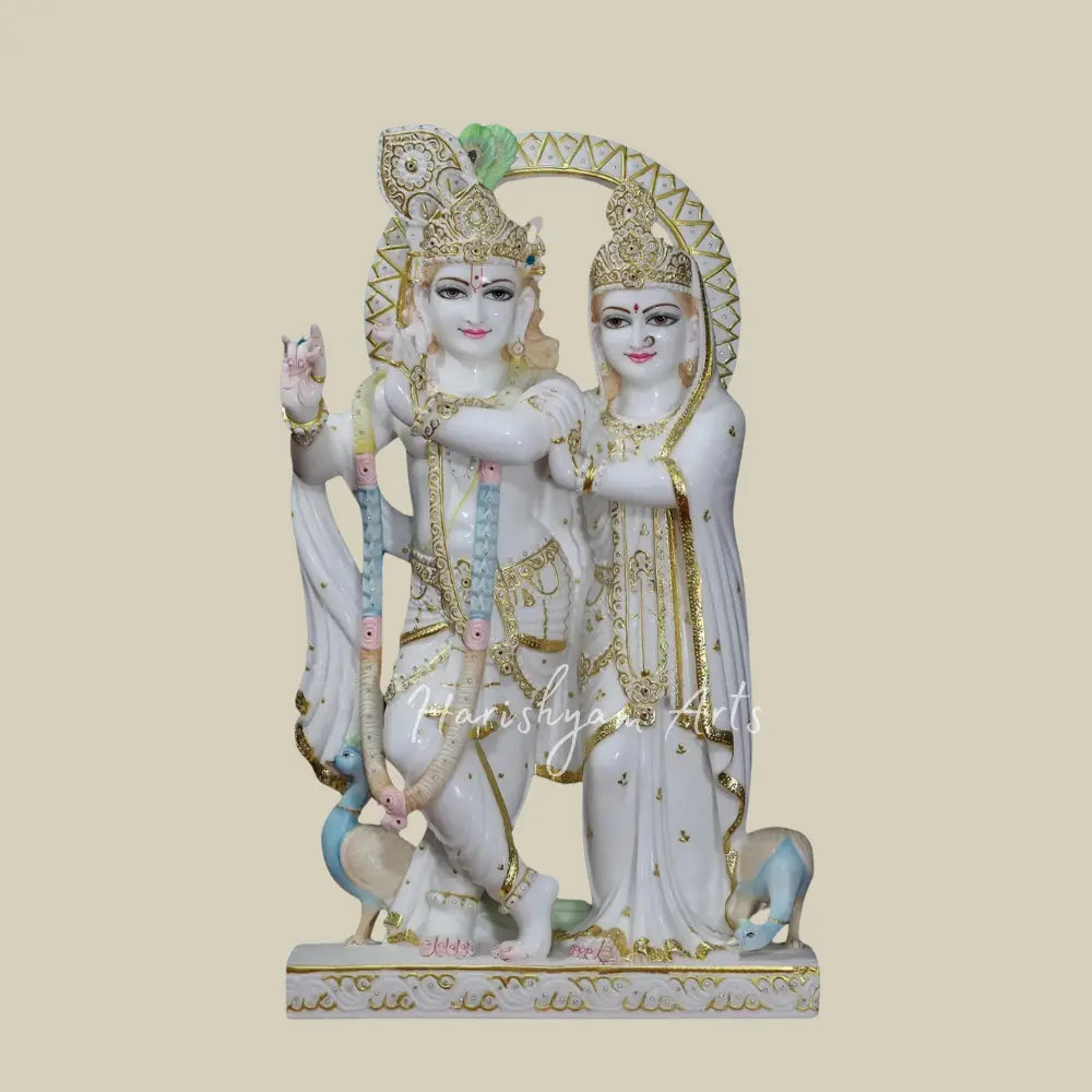 30" beautiful handmade Radha Krishna marble idol