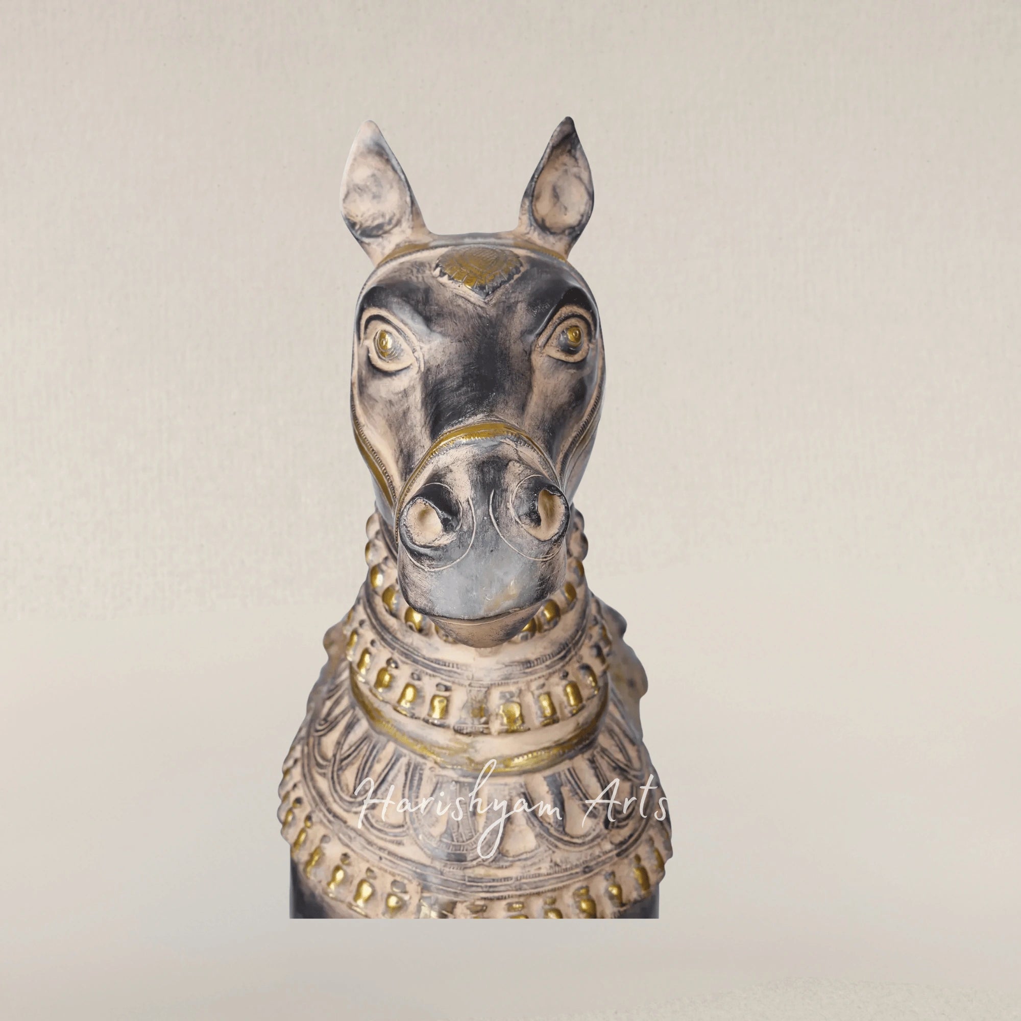 32" Artisanal Brass Horse Sculpture for Home Decoration