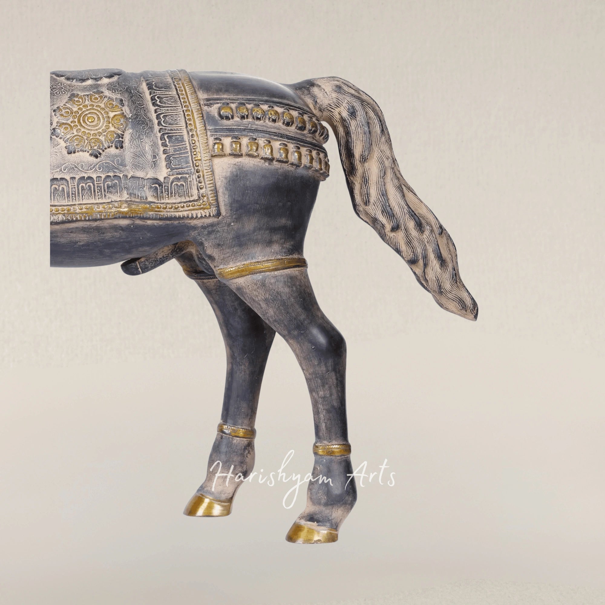 32" Artisanal Brass Horse Sculpture for Home Decoration