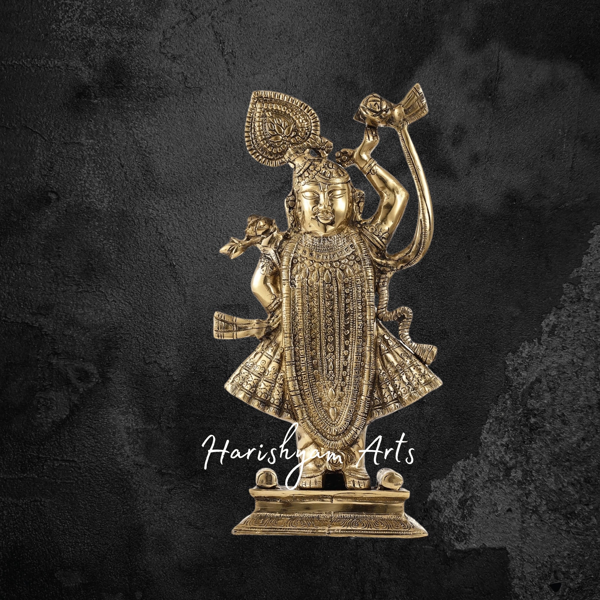 32" Elegant Brass Srinath Ji Standing Sculpture for Home Temple