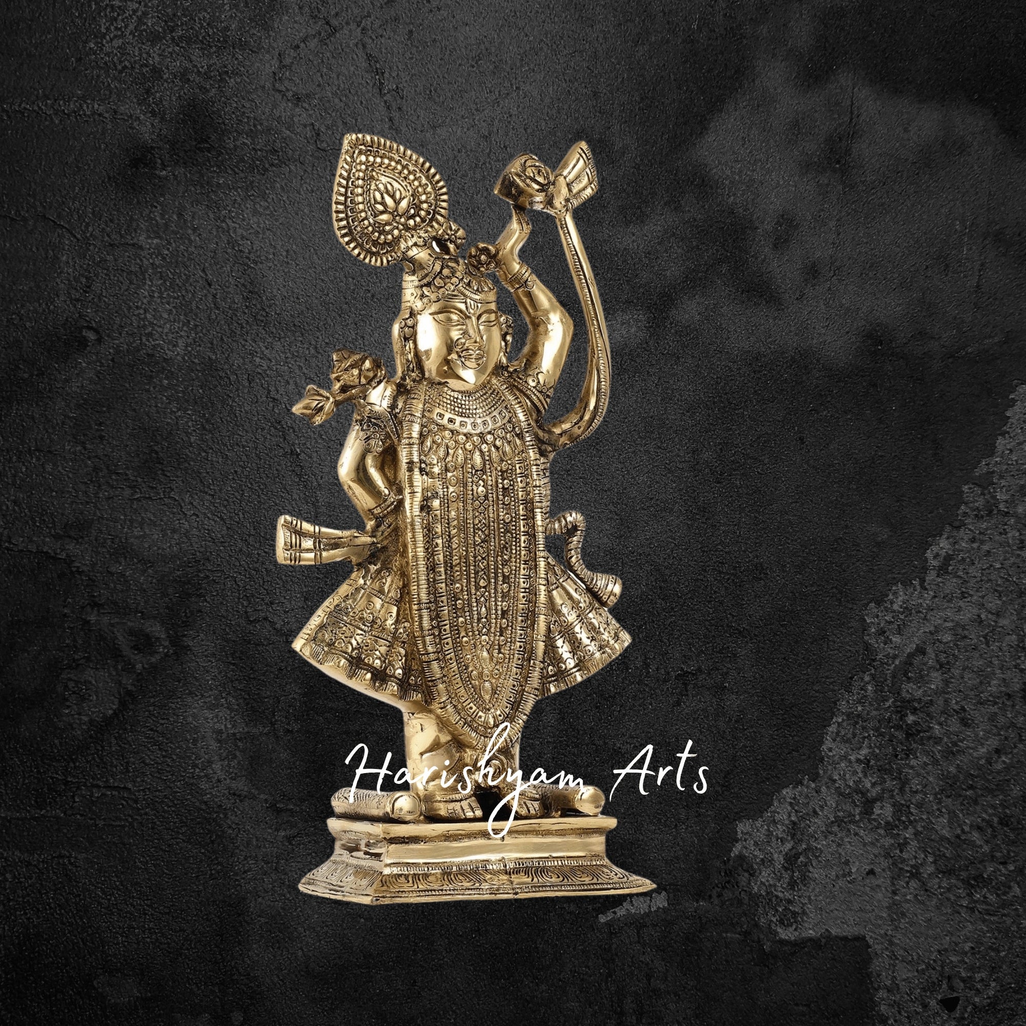 32" Elegant Brass Srinath Ji Standing Sculpture for Home Temple