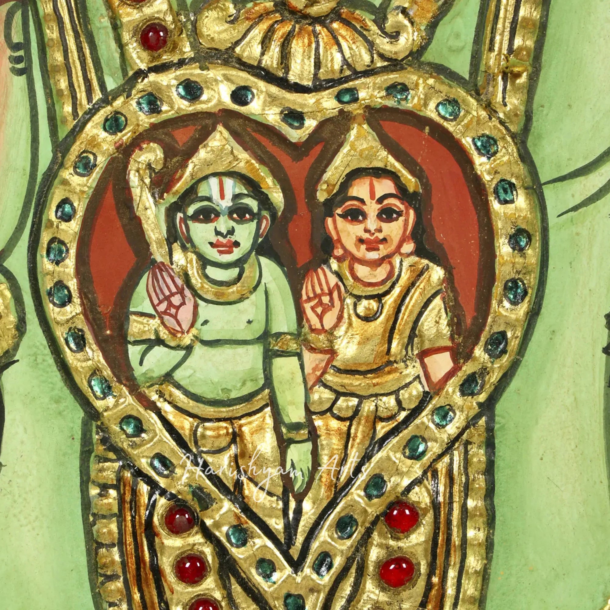 32" Sacred Lord Hanuman Depicted as Shiva's Avatara Tanjore Painting2