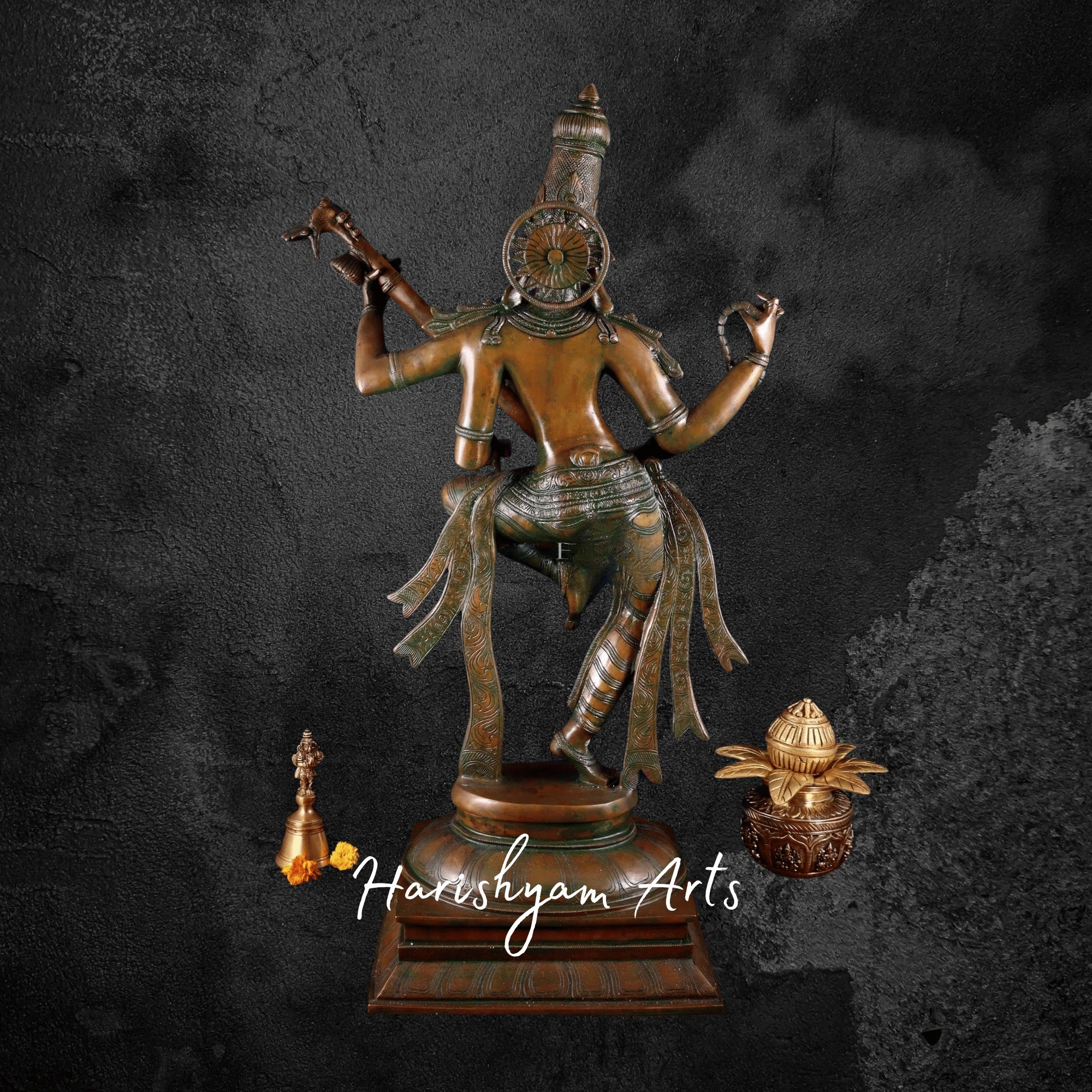 32" Superfine Brass Saraswati Statue Depicting the Goddess of Knowledge and Music