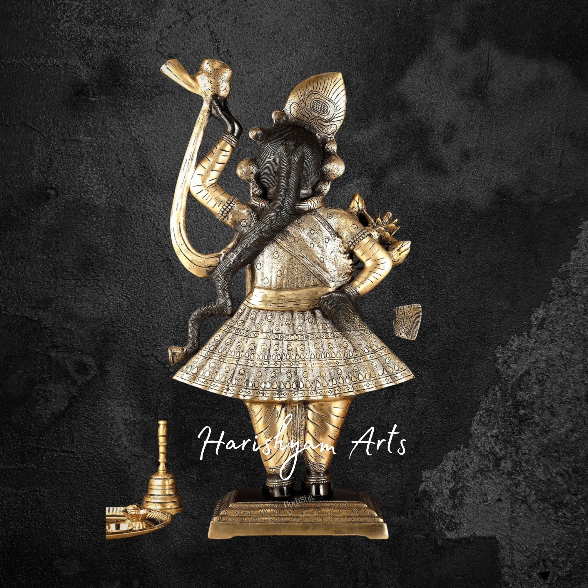 33" Large Nathdwara Brass Statue of Lord Srinath Ji for Mandir Decor