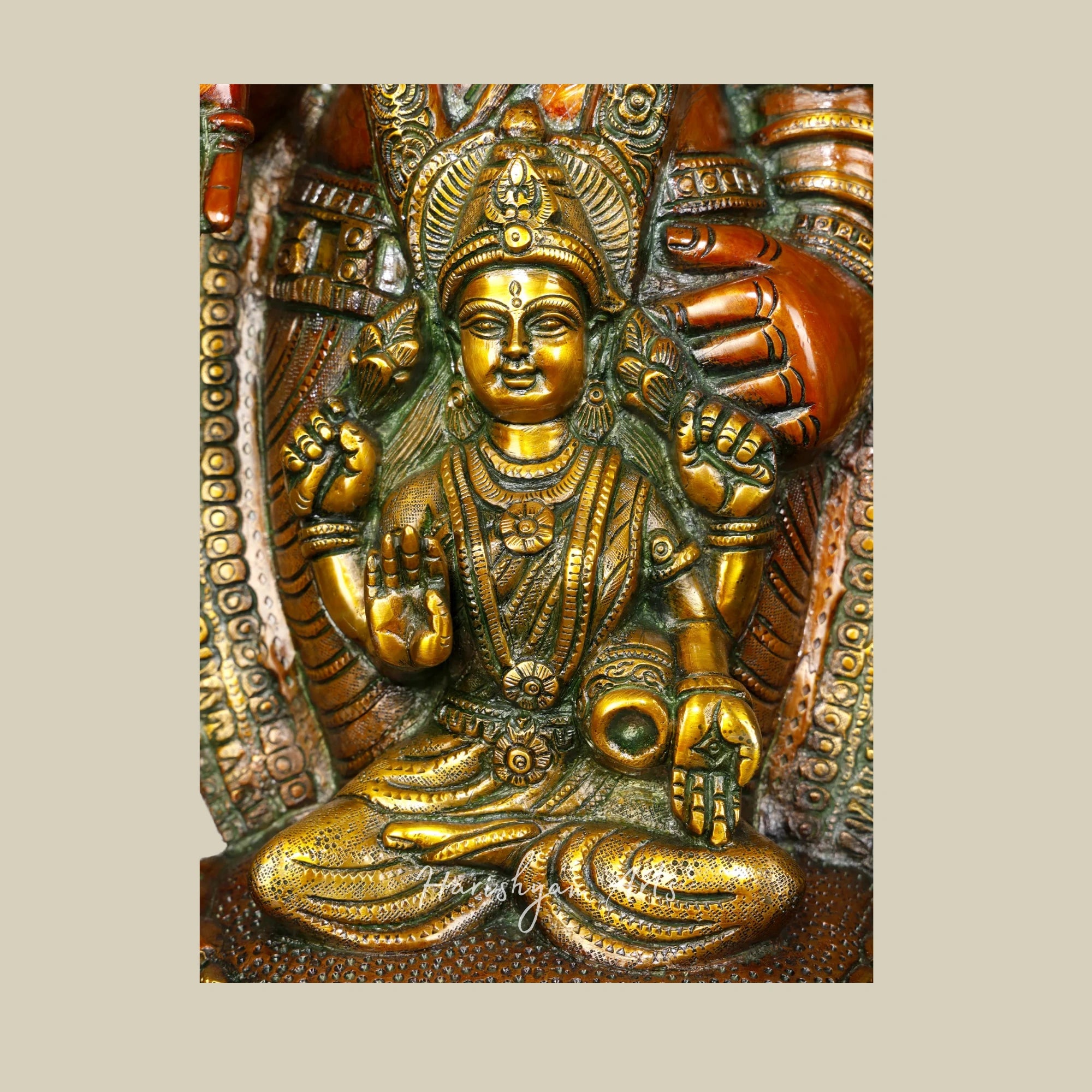 34" Brass Tirupati Balaji with Goddess Lakshmi Statue for Pooja and Worship