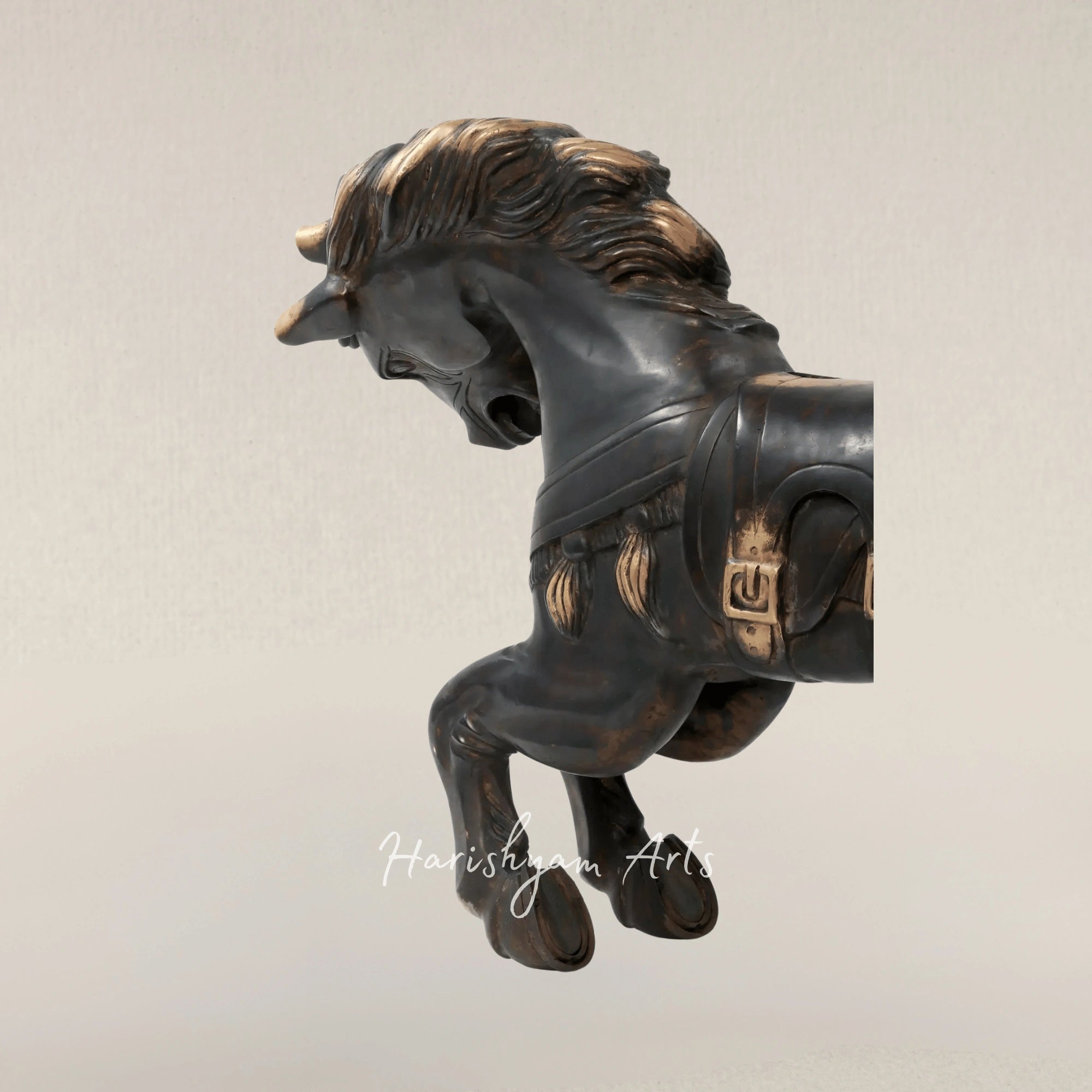34" Grand Brass Running Horse Figurine for Luxurious Interiors