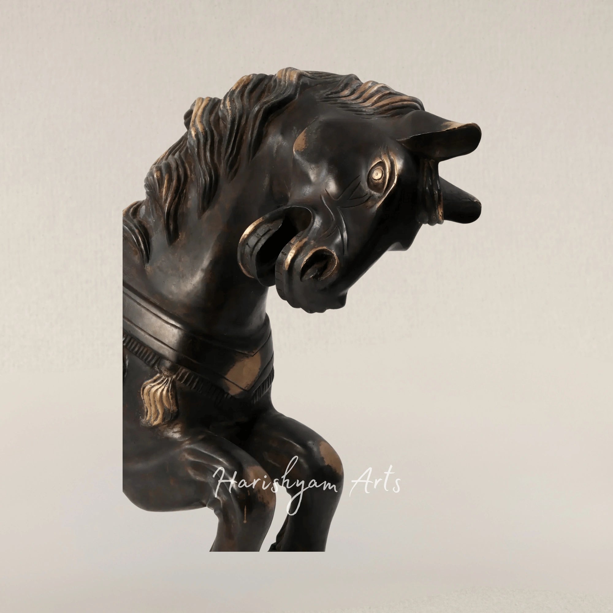34" Grand Brass Running Horse Figurine for Luxurious Interiors