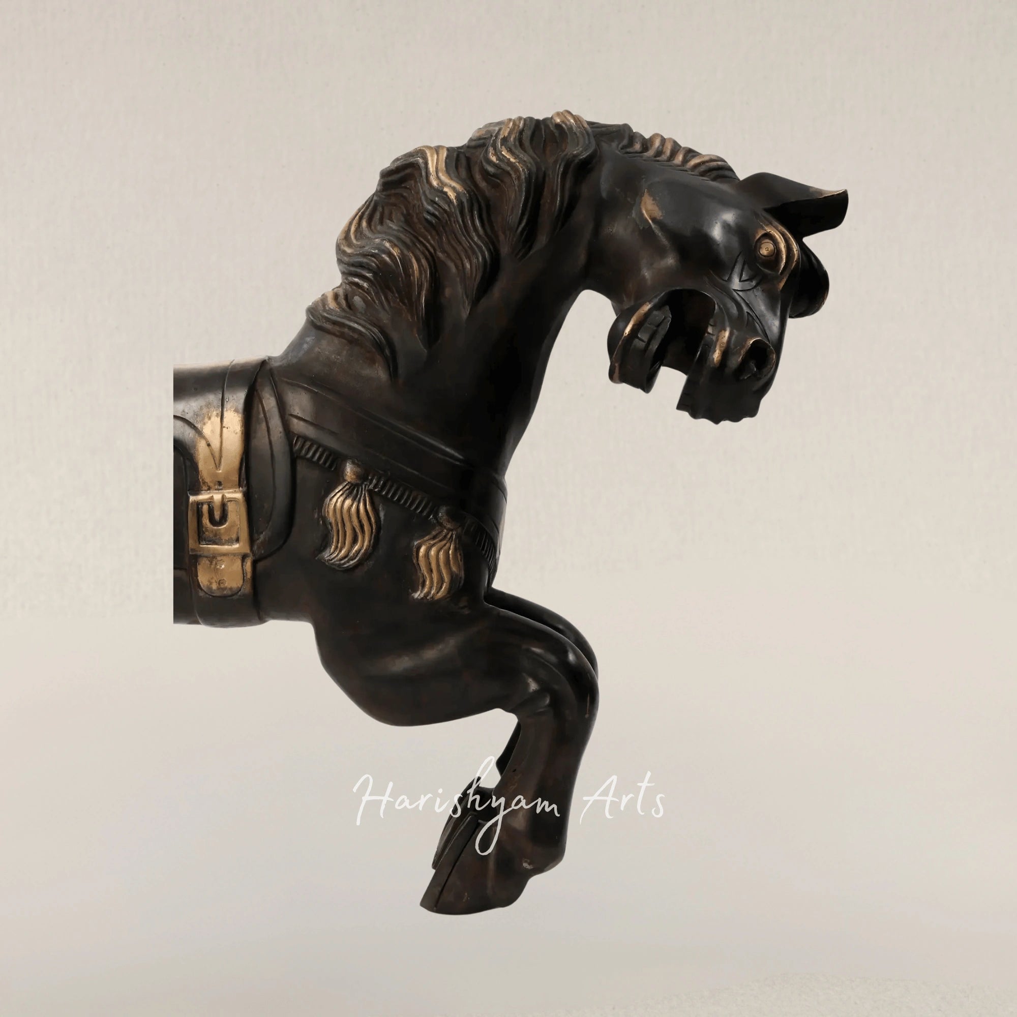 34" Grand Brass Running Horse Figurine for Luxurious Interiors