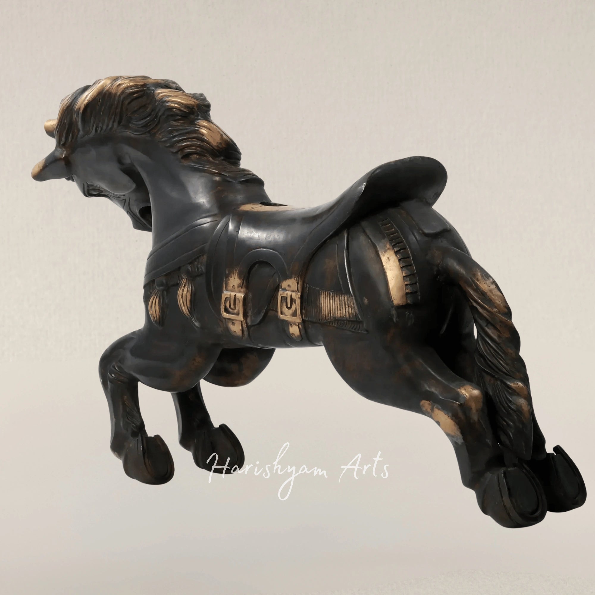 34" Grand Brass Running Horse Figurine for Luxurious Interiors