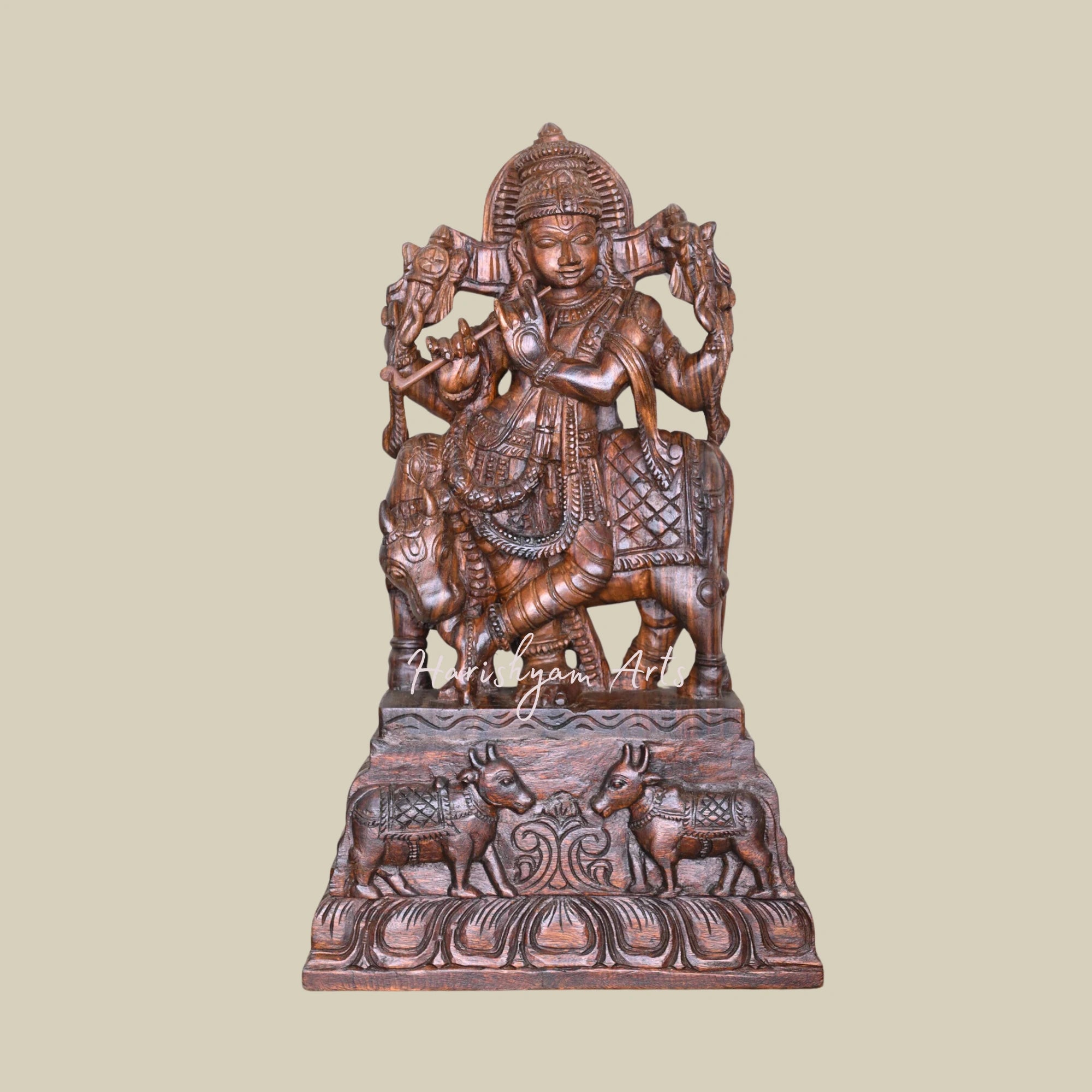 34" Wooden Krishna Murti for Home1