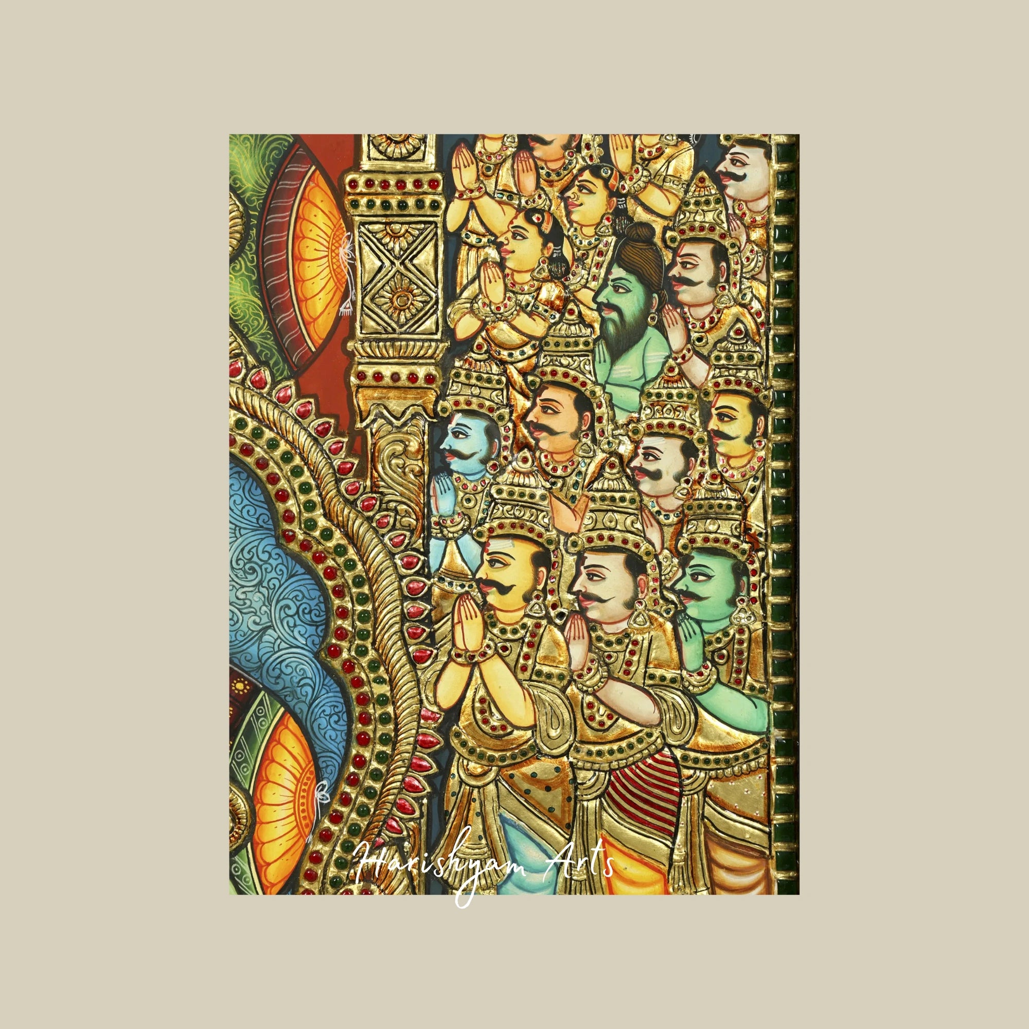 35" Lord Hanuman: An Avatar of Shiva Tanjore Painting with Traditional Gold Work