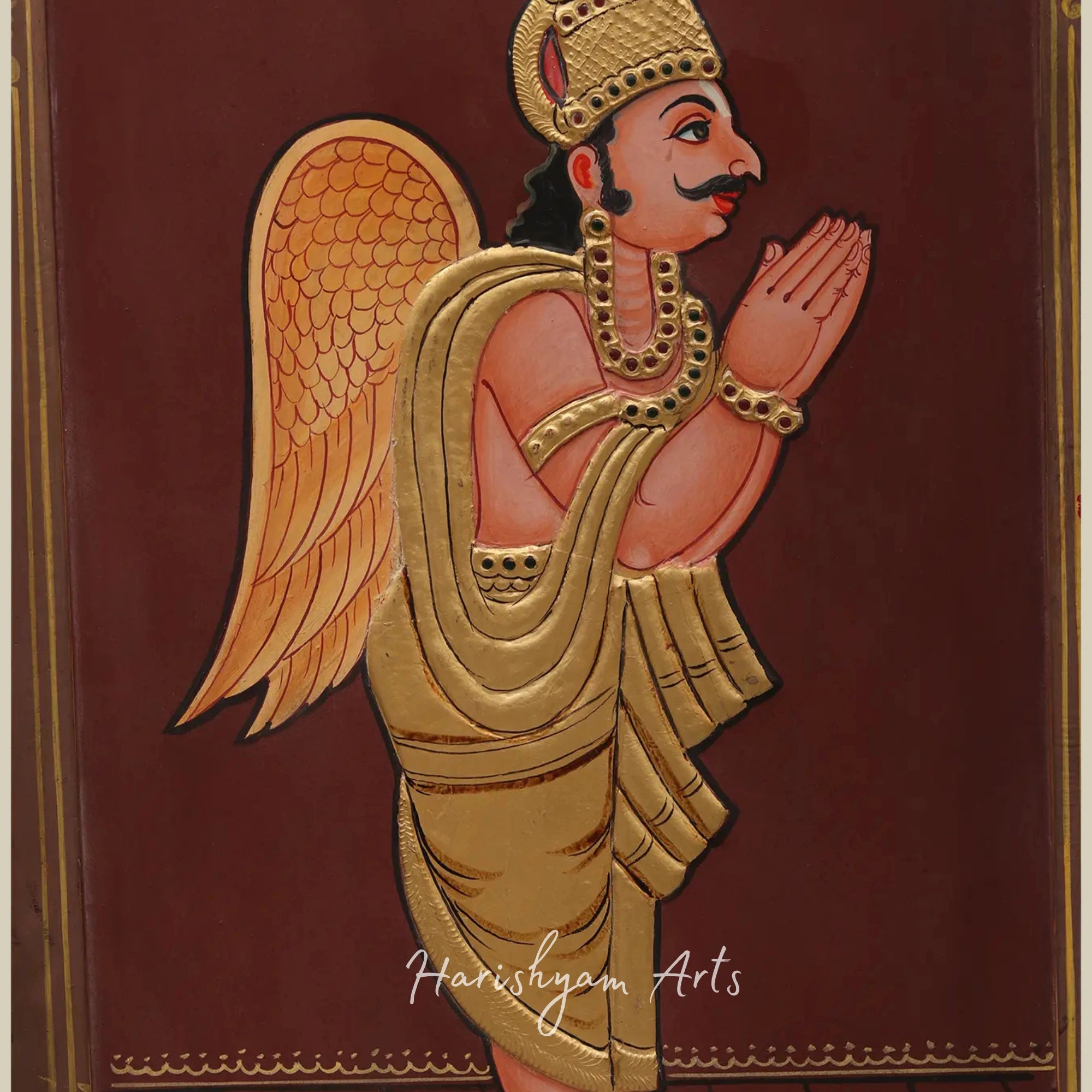 35" Shri Ram Darbar Tanjore Painting with Ornate Temple Design and Wooden Doors