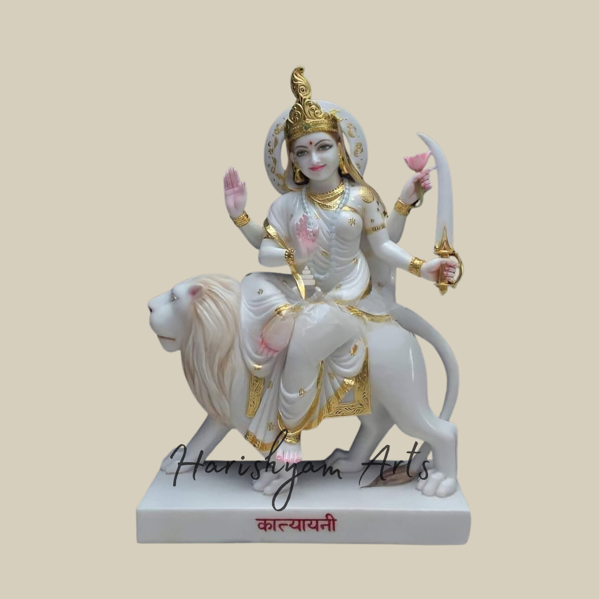 36" Large Marble Katyayani Mata Statue