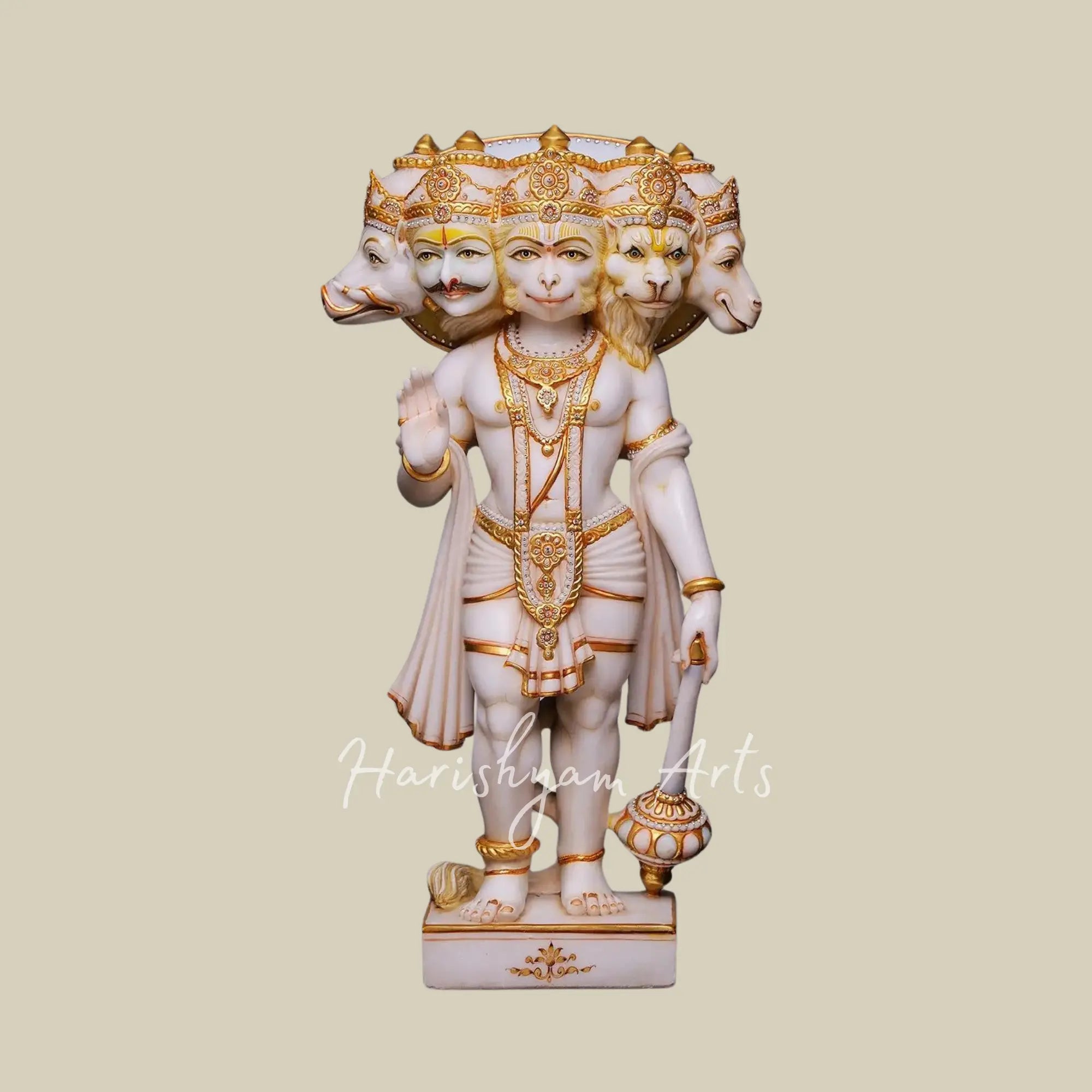 36 Large White Marble Panchmukhi Hanuman Statue 1