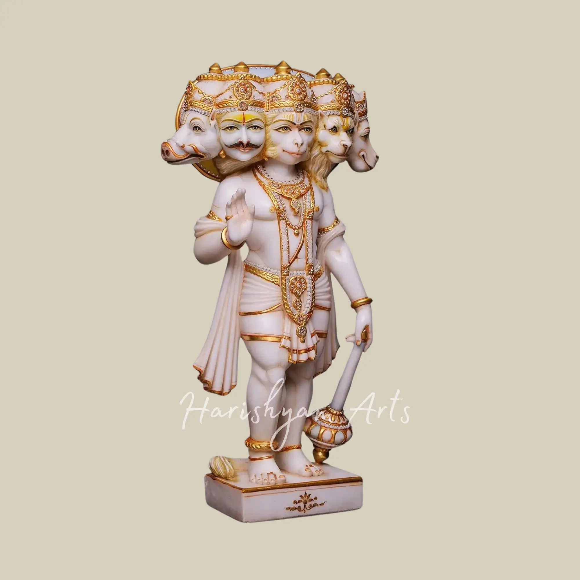 36 Large White Marble Panchmukhi Hanuman Statue4