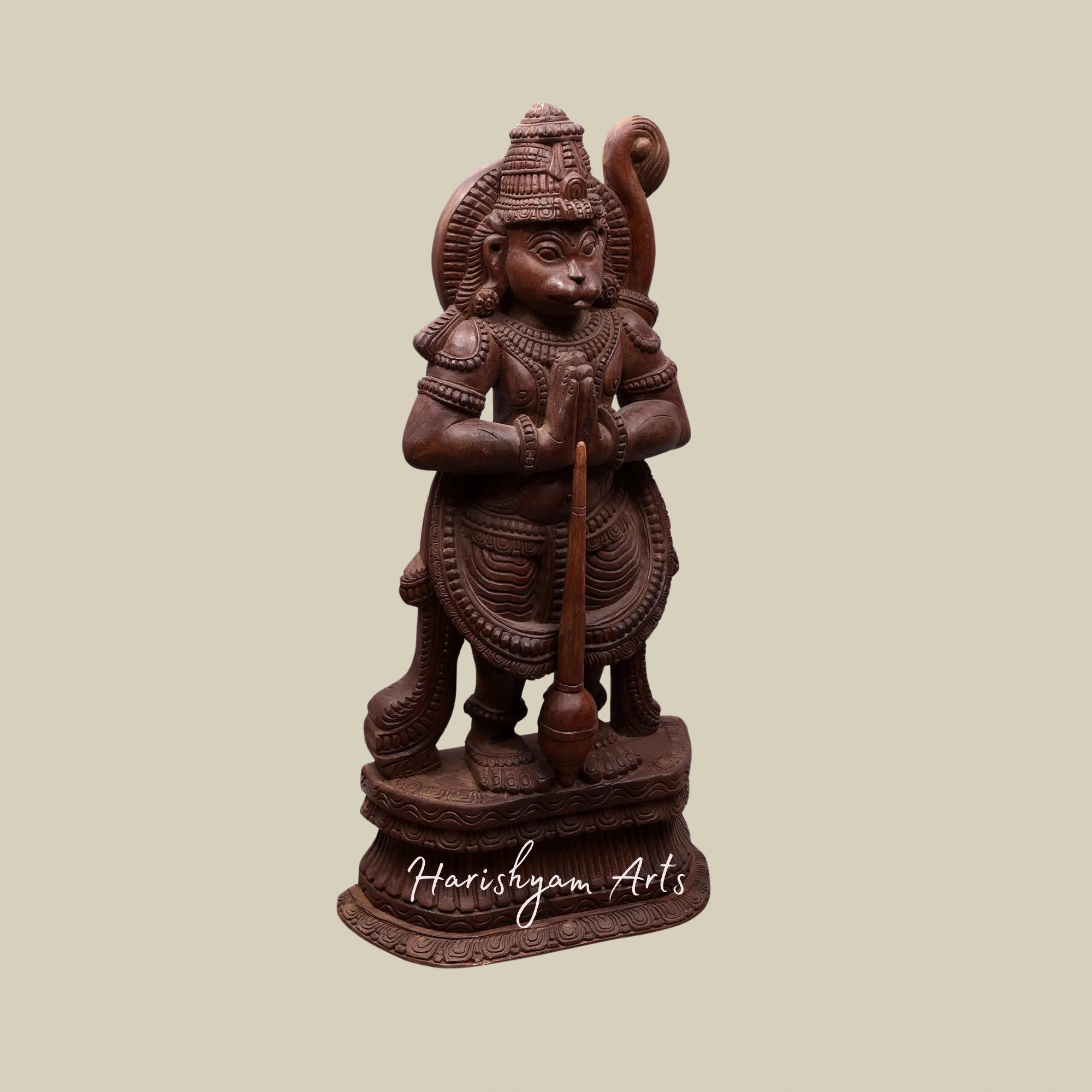 36" Artisan Carved Hanuman Moorti in Namaskar Mudra5