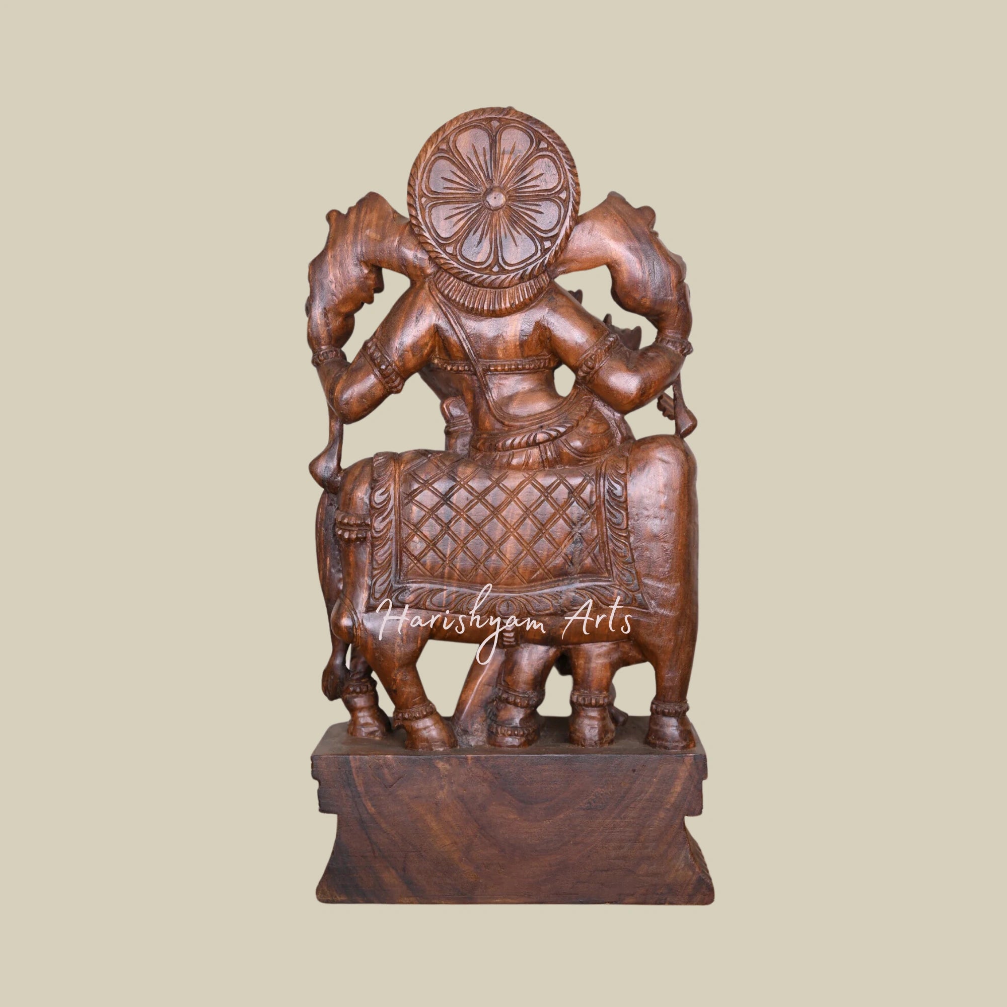 36" Exquisite Krishna Statue Craftsmanship in Wood3