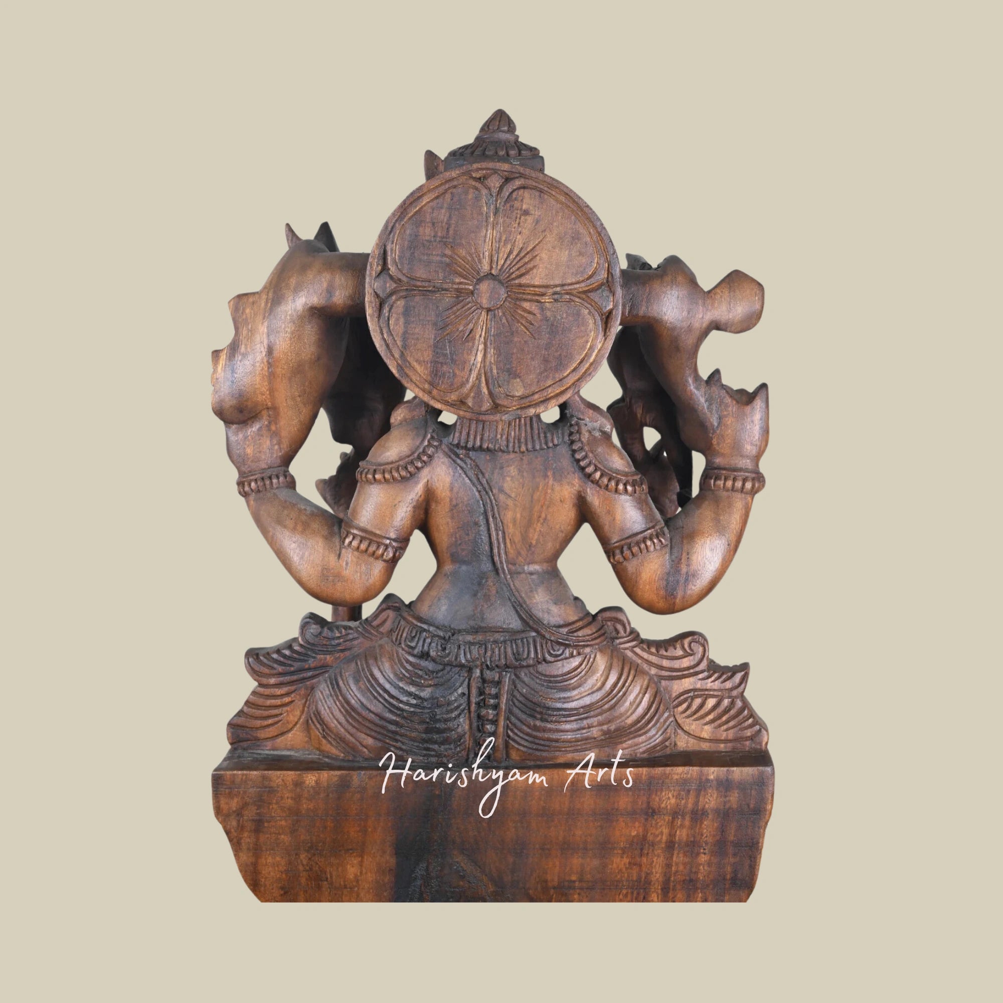 36" Goddess Kamatchi Wooden Sculpture Holding Sugarcane Decorative Wooden Statue for Pooja Room5