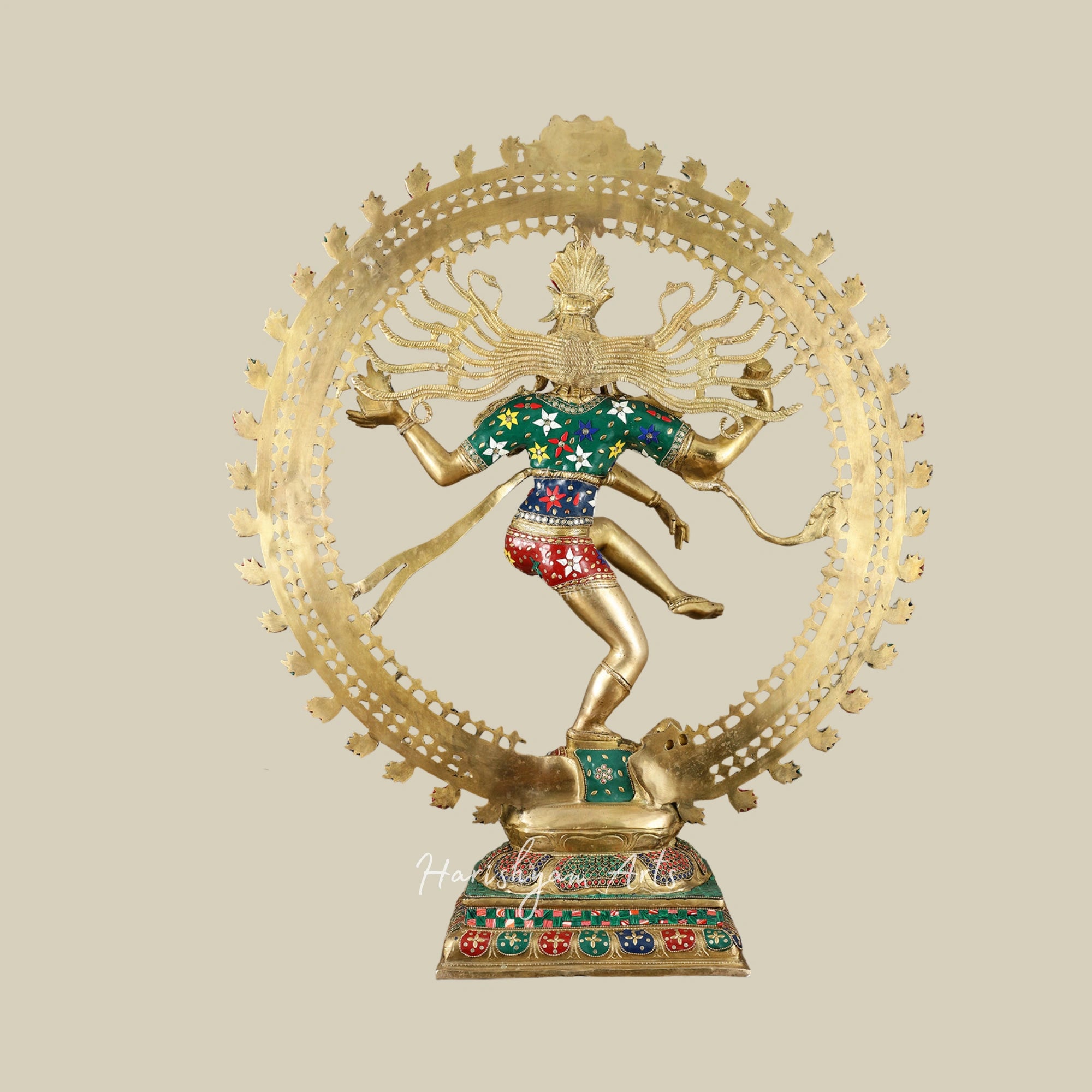 36" Grand Handcrafted Brass Nataraja Statue with Fine Stone Embellishments