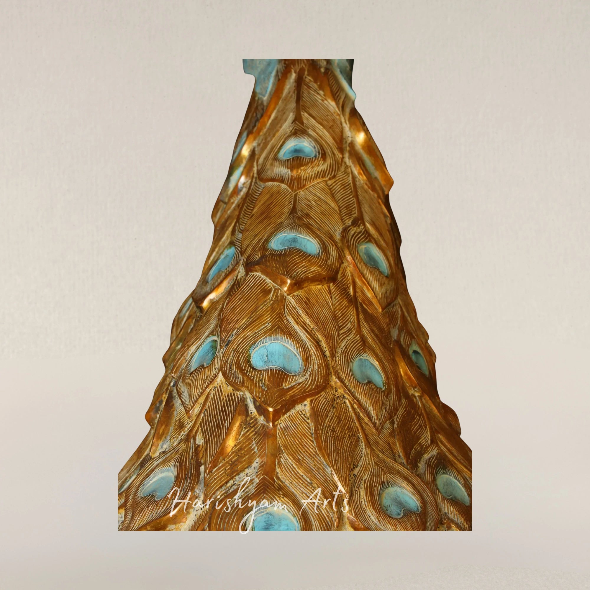 36" Grand Majestic Peacock Brass Ornament for Luxe Interior Display