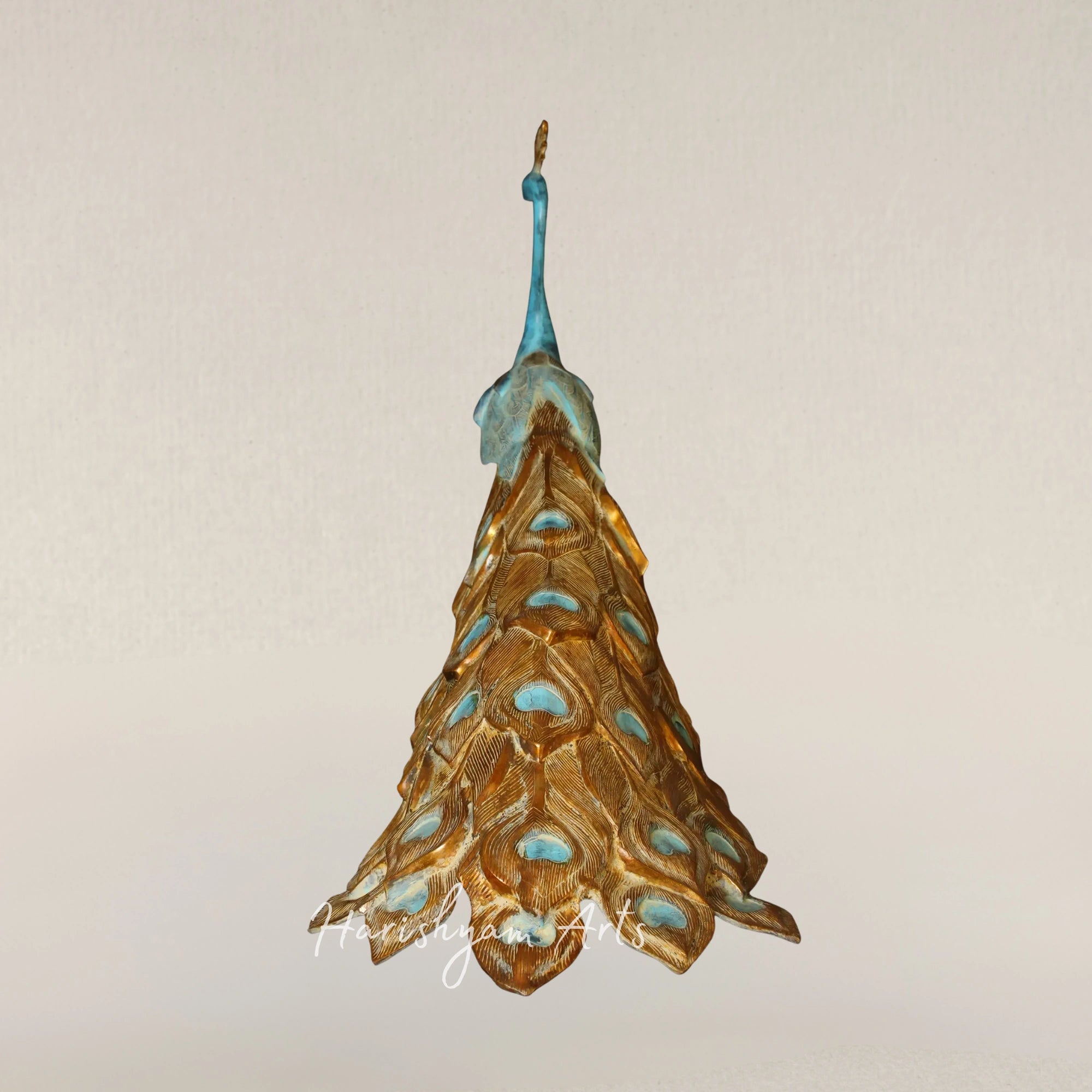 36" Grand Majestic Peacock Brass Ornament for Luxe Interior Display