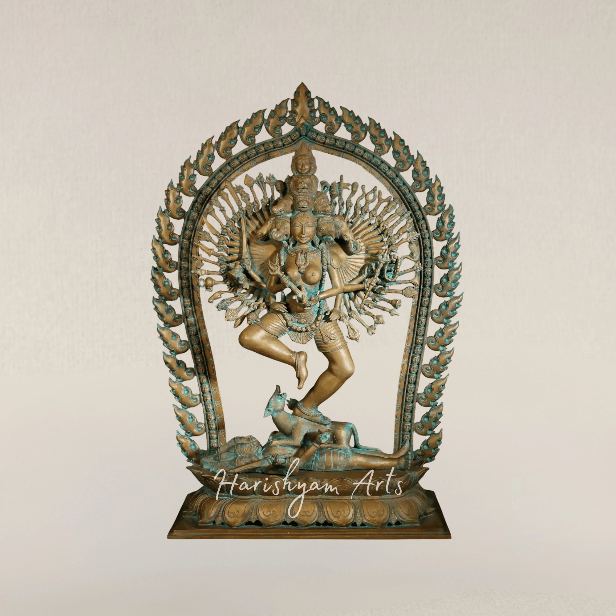 36" Guhya Kali Tandava Form Handcrafted Pure Bronze Divine Goddess Statue